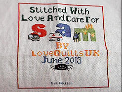 Cross stitch square for Sam F's quilt