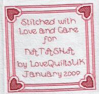 Cross stitch square for Natasha F's quilt