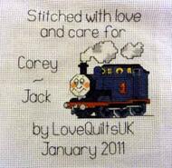 Cross stitch square for Corey-Jack's quilt