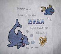 Cross stitch square for Evan's quilt