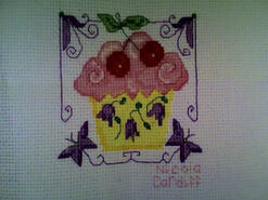 Cross stitch square for Sapphire R's quilt