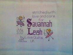 Cross stitch square for Savannah-Leigh's quilt