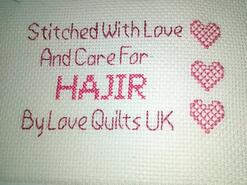 Cross stitch square for Hajir's quilt