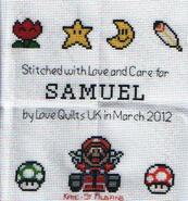 Cross stitch square for Samuel W's quilt