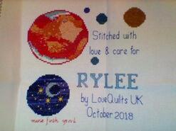 Cross stitch square for Rylee A's quilt