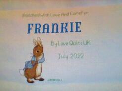 Cross stitch square for Frankie's quilt