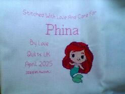 Cross stitch square for Phina L M's quilt